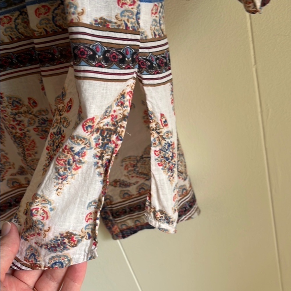 Aratta Silent Journey Blue, Red, Beige Boho Floral Beach Tunic Shirt Sz Sm - Picture 12 of 16